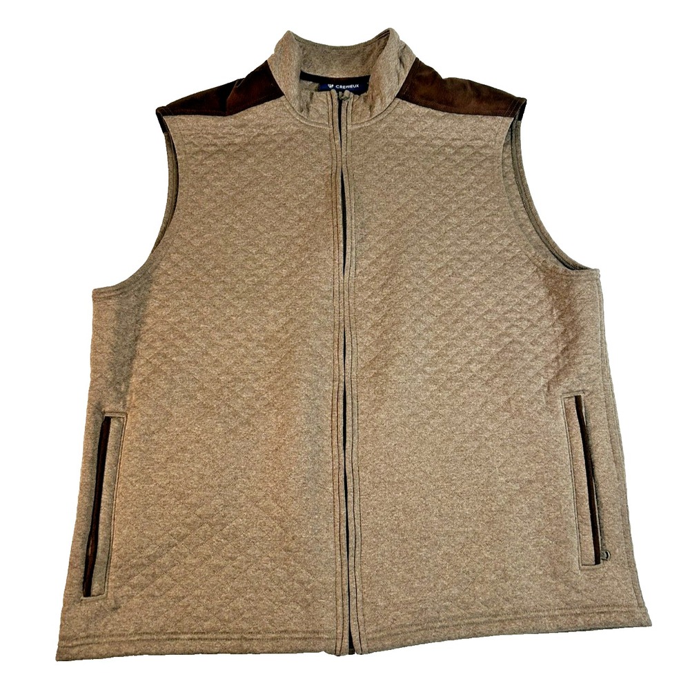 Cremieux Mens Vest XL Full Zip Suede Trim Excellent Condition Preppy Casual